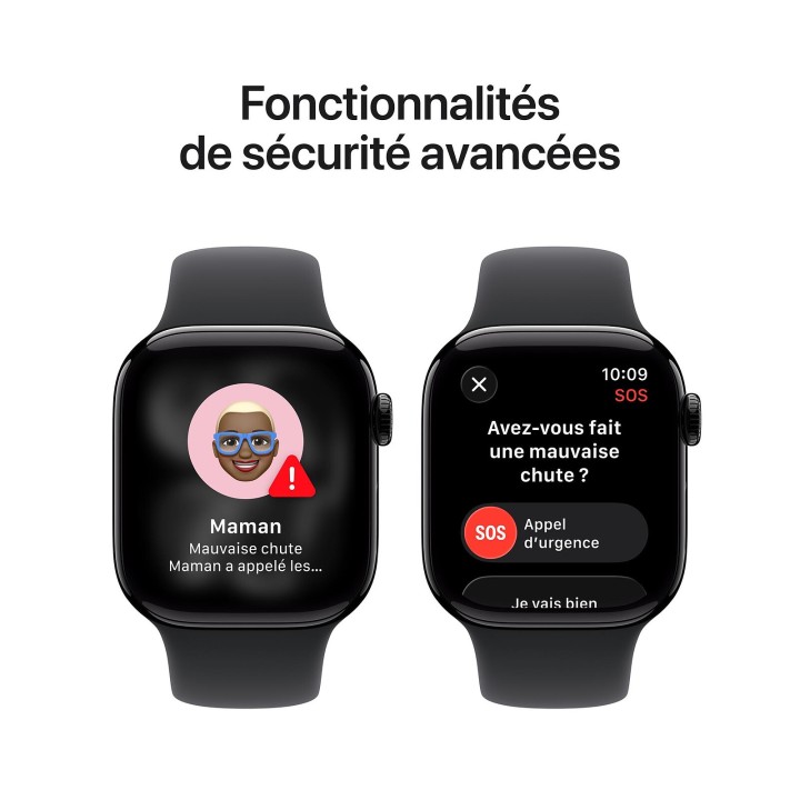 Apple Watch Series 11 GPS 42 mm Aluminium Noir de Jais Bracelet Sport Noir M/L