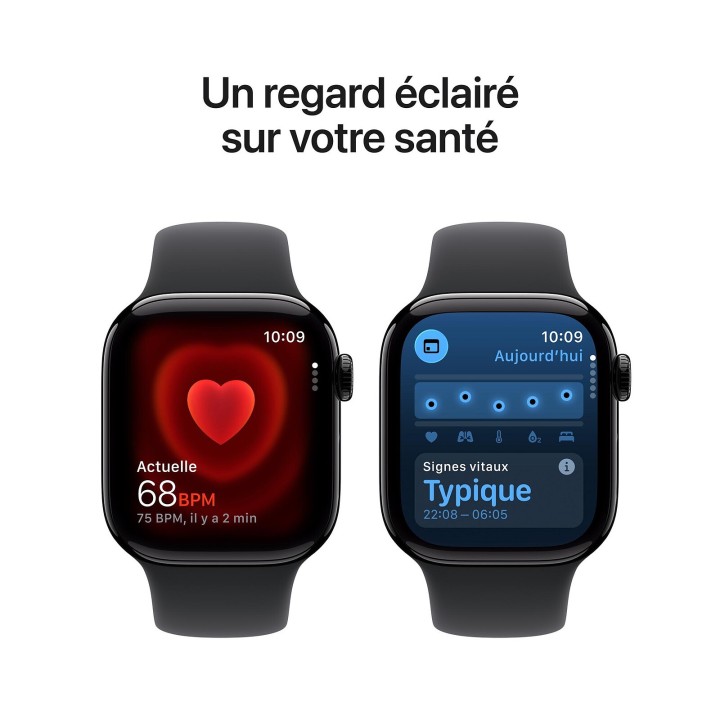 Apple Watch Series 11 GPS 42 mm Aluminium Noir de Jais Bracelet Sport Noir M/L