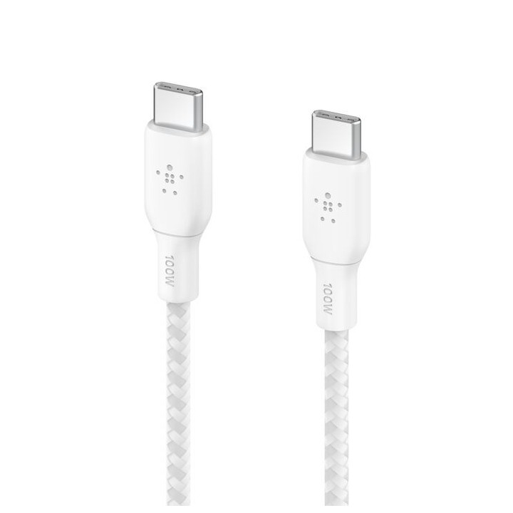 BELKIN Câble USB-C vers USB-C 100W Tréssé 2m (Blanc)