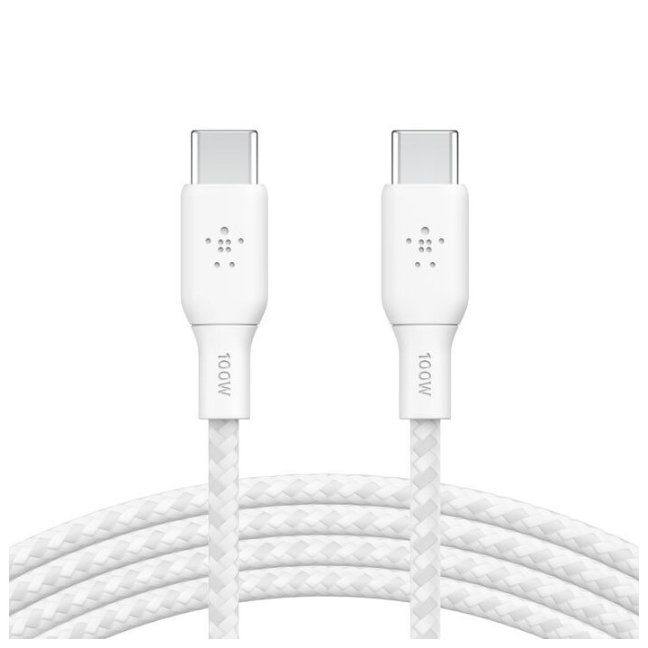 BELKIN Câble USB-C vers USB-C 100W Tréssé 2m (Blanc)
