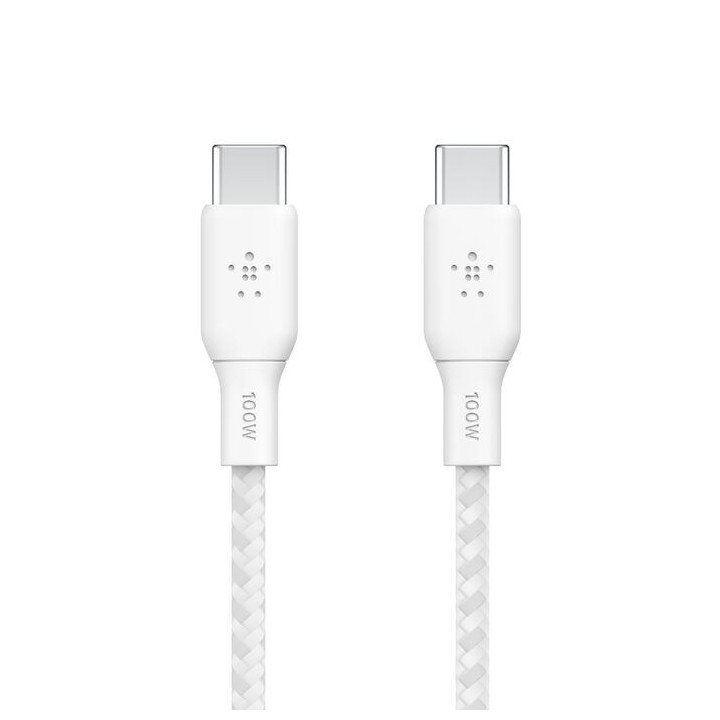 BELKIN Câble USB-C vers USB-C 100W Tréssé 2m (Blanc)