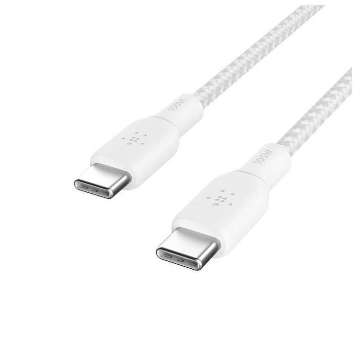 BELKIN Câble USB-C vers USB-C 100W Tréssé 2m (Blanc)