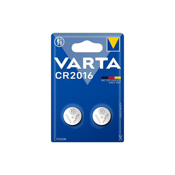 VARTA Pack 2 Piles Bouton Lithium CR2016