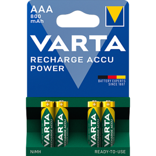 VARTA Pack 4 Piles Rechargeable AAA 800 mAh