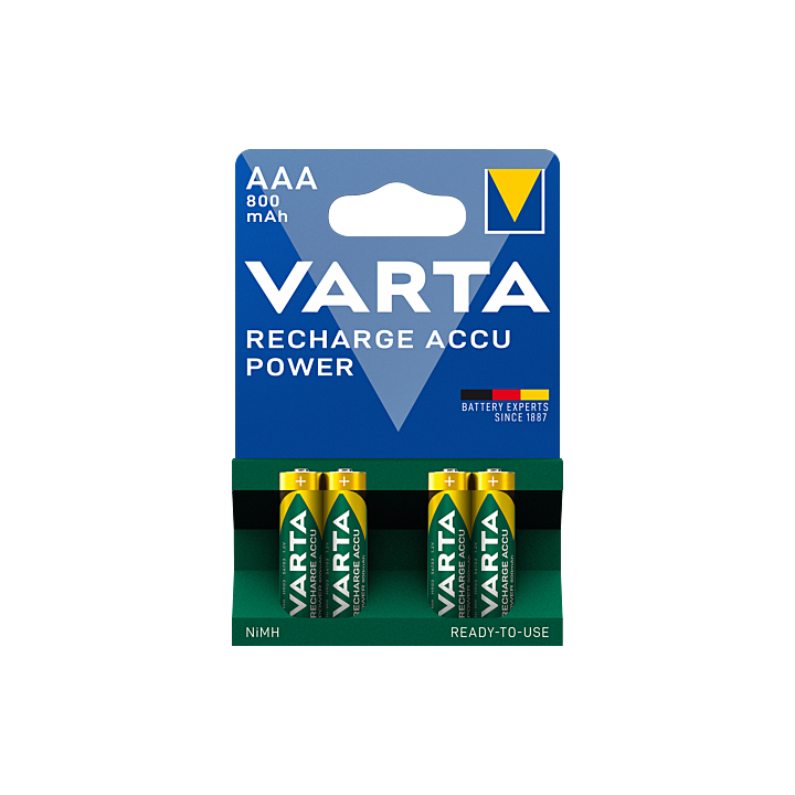 VARTA Pack 4 Piles Rechargeable AAA 800 mAh