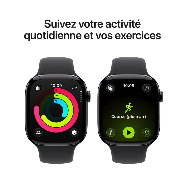 Apple Watch Series 11 GPS 46 mm Aluminium Noir de Jais Bracelet Sport Noir M/L